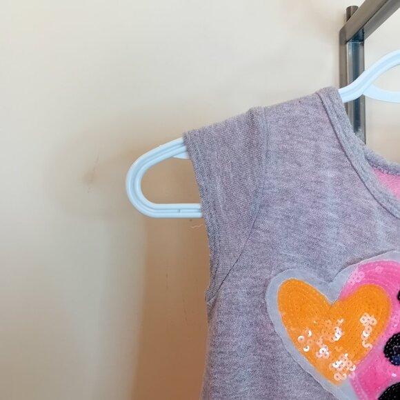 Y2K Kiddo Hearts Neon Sequin Mesh Back Crop Half Sleeve Top Mcbling Approx L - Picture 7 of 12